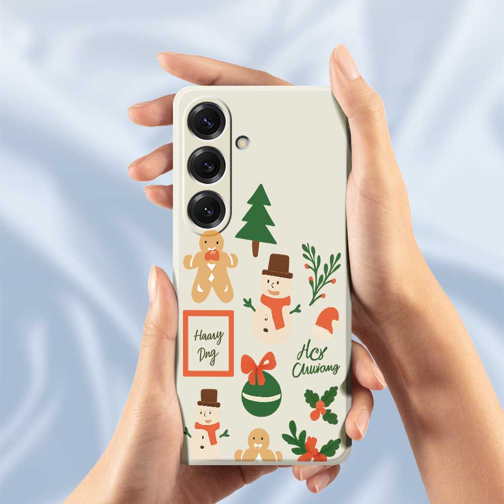 Pro Samsung Galaxy S25 Pouzdro Vánoční Sněhulák Vzor Potisk Rovná Hrana TPU Zadní Kryt na Telefon