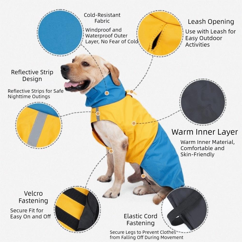 Adjustable Dog Rain Jacket Windproof Dog Rain Cloak Pet Waterproof Clothes  Night Walking
