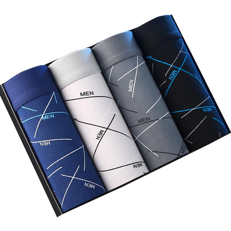 4/1PCS Men's Boxer Shorts Cotton Underwear Plus Size Underpants Breathable Sexy Panties Mesh Lingerie
