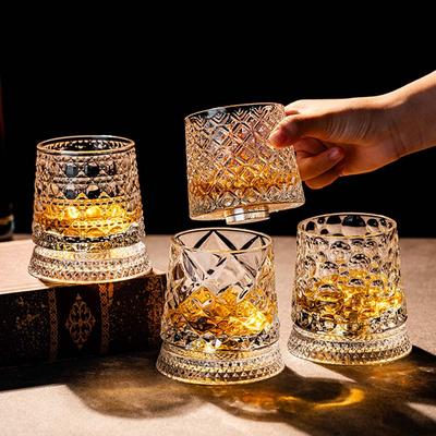 Glasses Whiskey Rotating Whisky Glass With Glass Base 360 Rotate Degrees Crystal Rum Glass For Cocktail Party Drinking New