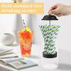 Large Capacity Drinking Straw Holder Plastic with Lid Drinking Straw Organizer Clear Drinking Straw Dispenser Store