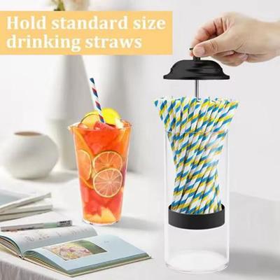 Large Capacity Drinking Straw Holder Plastic with Lid Drinking Straw Organizer Clear Drinking Straw Dispenser Store