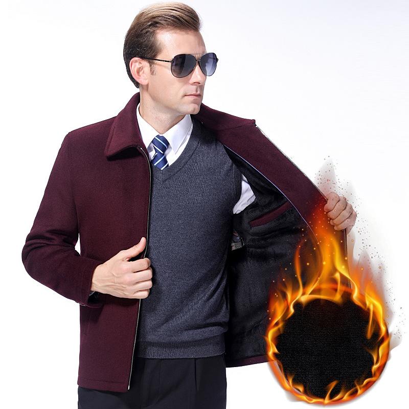 Winterwolljacke für Menschen mittleren und höheren Alters, Reverswolljacke, Kaschmirjacke, Herrenvelours verdickt Herren Übergröße