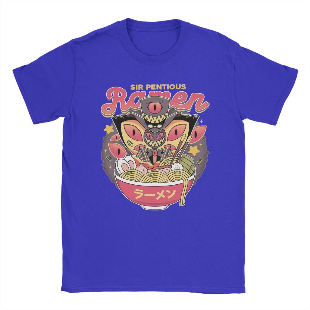 Hazbins Hotels Sir Pentious Ramen T Shirt Men 100% Cotton Novelty T-Shirts Crewneck  Tee Shirt Short Sleeve Clothing Printed