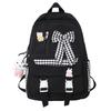 Cute Bow Checkered Decoration For Student Leisure Backpacks For Use Daily