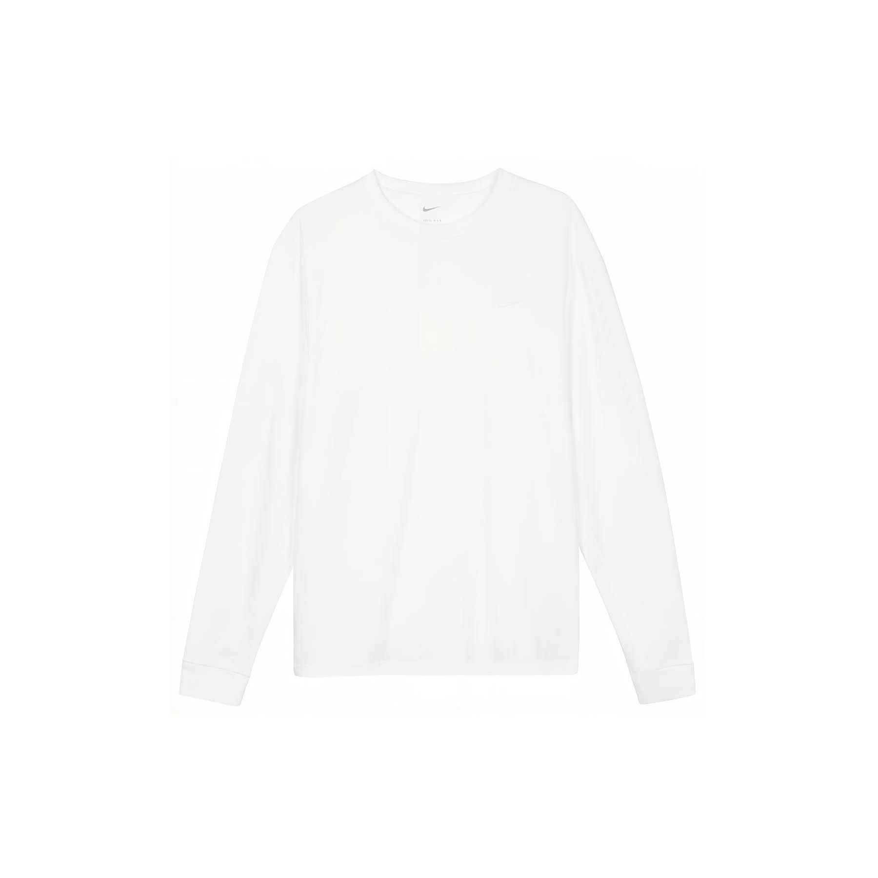 

Nike Однотонная спортивная повседневная свободная футболка с круглым вырезом и длинным рукавом, с заниженной линией плеч, мужские топы белого цвета FB8586-100 XL