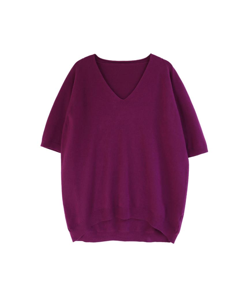 Baseukala V-Neck Half Sleeves Knitwear (7Colors)
