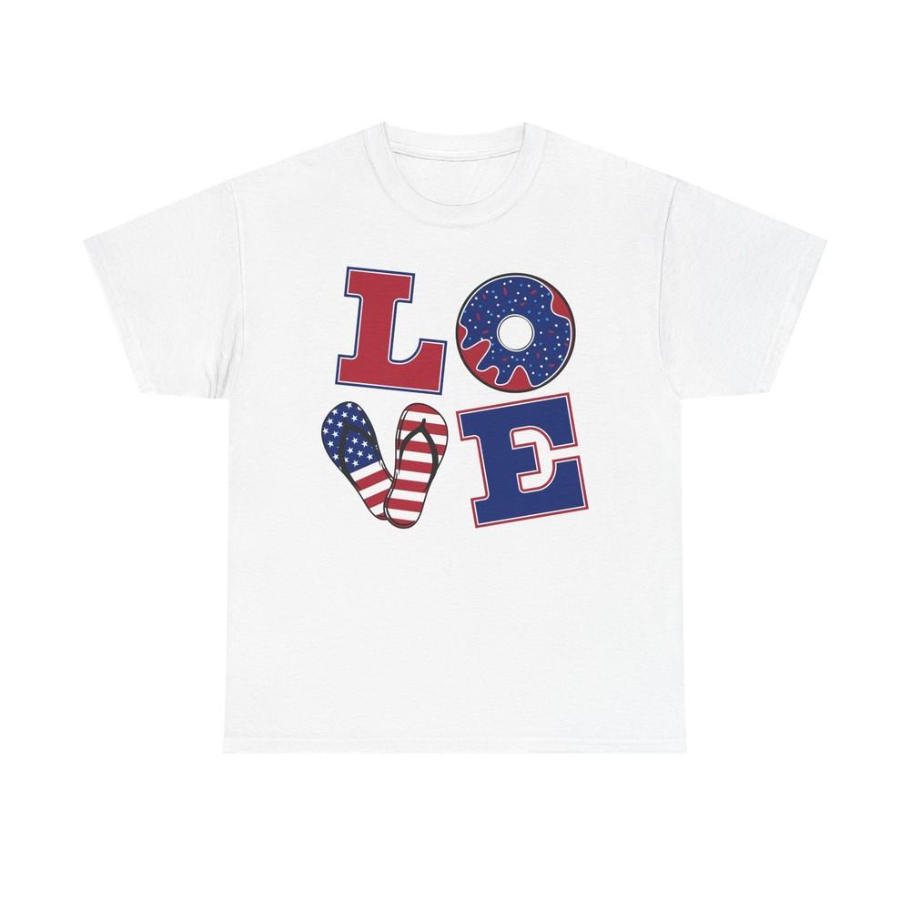 Love American Summer Graphic T Shirt Beach Vacation Unisex Heavy Cotton Tee