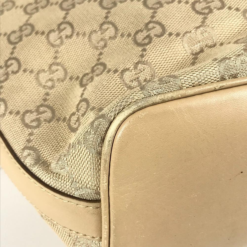 Gucci 73885 GG Logo Bucket-shaped Shoulder Bag GGCanvas/Leather Beige