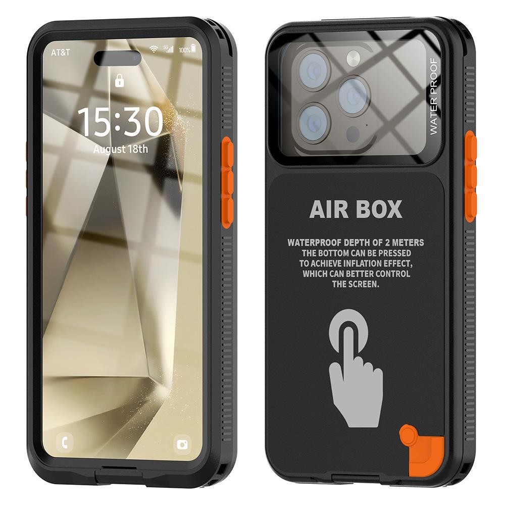 

Серия SHELLBOX Air Box Для iPhone 15 Pro Водонепроницаемый чехол PC+TPU+PET Чехол для телефона Black