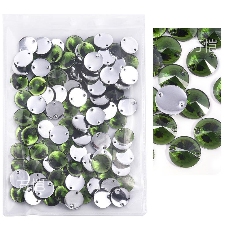 Resin Double Hole Flat Bottom Satellite Hand Seam Drill, Plated Bottom Tip Flat Buckle Diy Clothing Accessories Round Hand Seam Stone