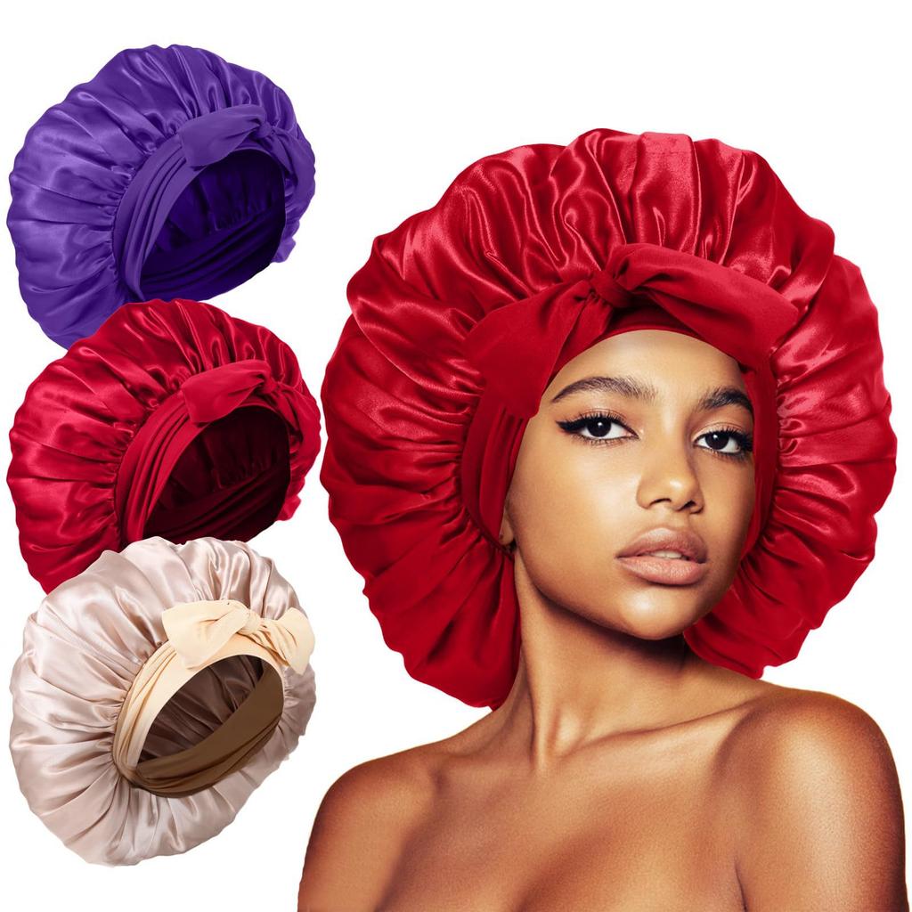Wide Band Satin Bonnet, Silk-Like Hair Scarf for Women, Soft Sleep Cap for Curly & Frizzy Hair