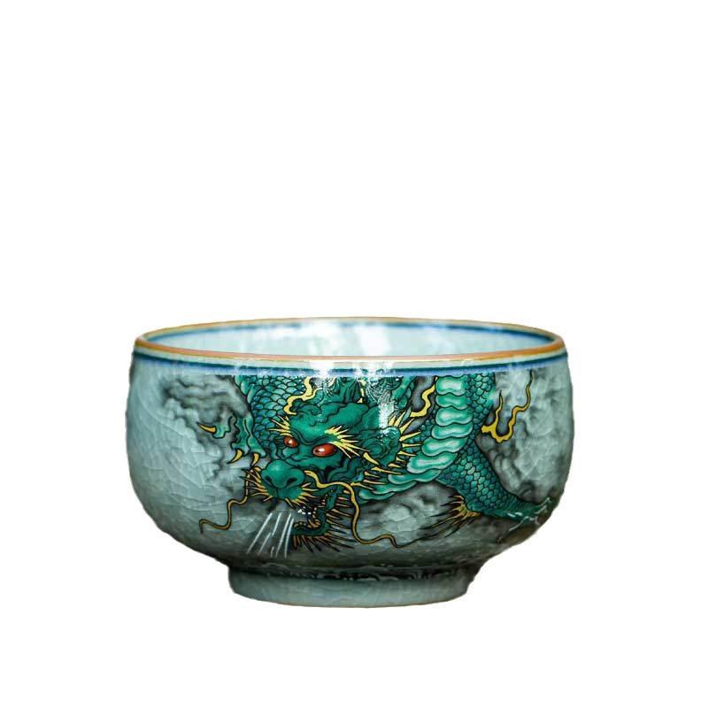 Longyou Quzao Old Clay Tea Tasting Cup Single Cup Chinese Retro Master Cup Ceramic Tea Set Hand Pressed Cup Crackle Glaze Tea Cu