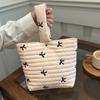 Fashionable and Casual Bow Embroidered Vegetable Basket Handbag for Women New Style Cute Portable Bucket Bag for Women