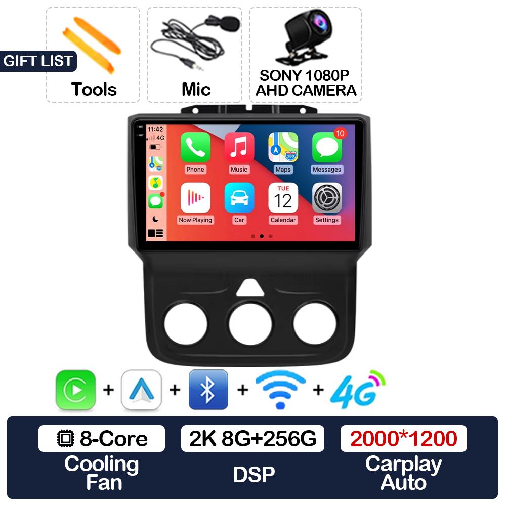 Android 15 Wireless Carplay Auto Car Radio For Dodge Ram 1500 2500 3500 2013 - 2018 Multimedia Video Player 4G WIFI 2DIN QLED BT