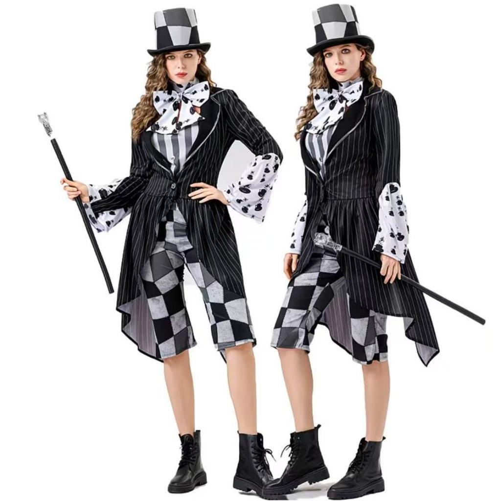 Alice Mad Hatter Plaid Dress Suit, Halloween Stage Drama Role Play Costume