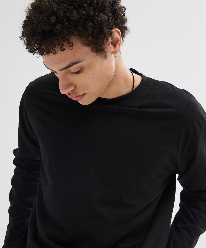 LEIRE Slub Back Line Long Sleeve T-Shirt [Black]