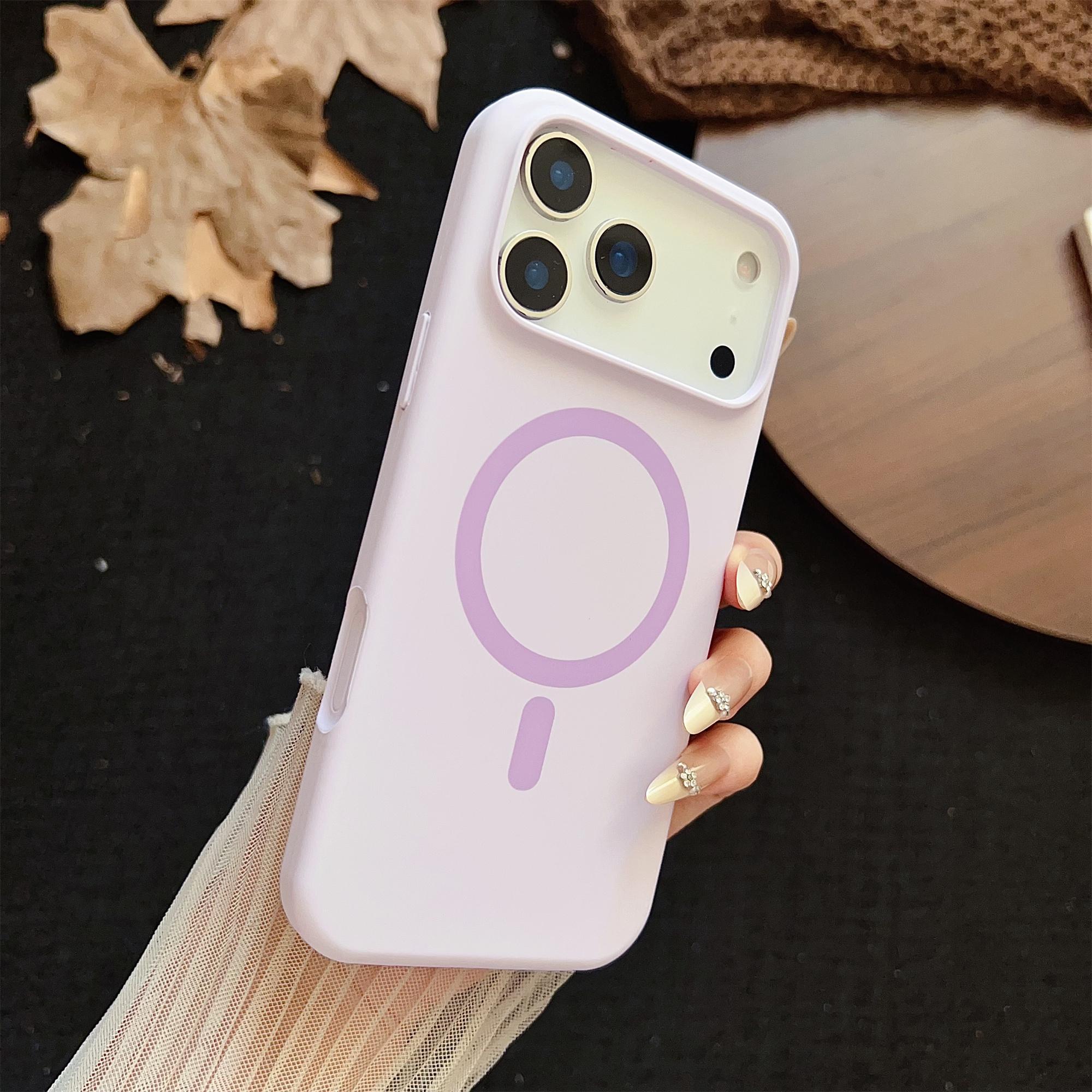 For iPhone 17 Pro Max Magnetic Case Silicone + PC Protective Phone Back Cover Compatible with MagSafe
