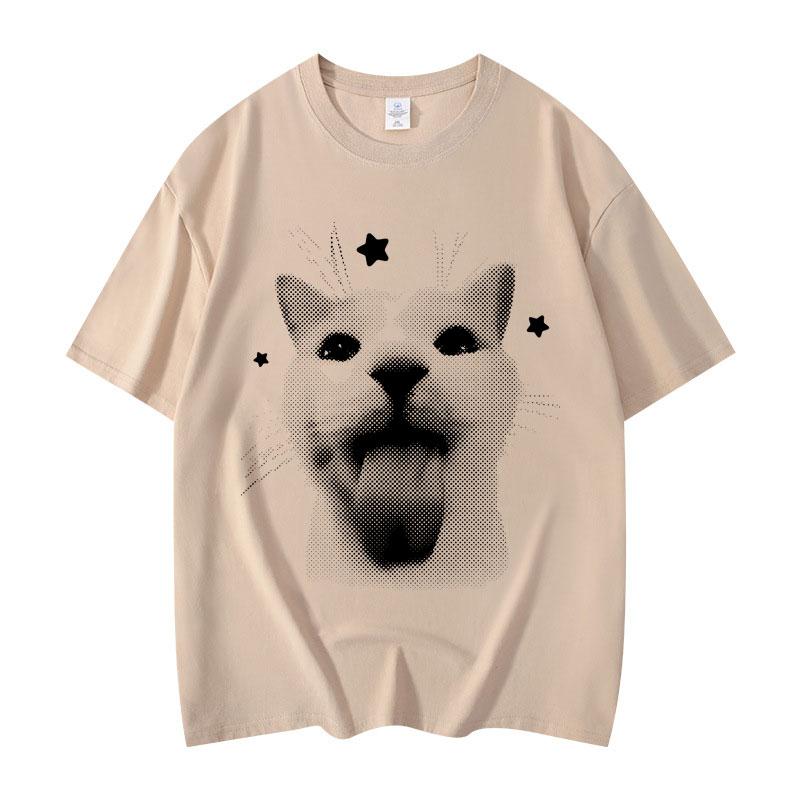 T-shirts Graphiques Meme Chat Drôle Hommes Femmes Vêtements Y2k T-shirts Oversize Tendance Mode Vintage T-shirt Manches Courtes