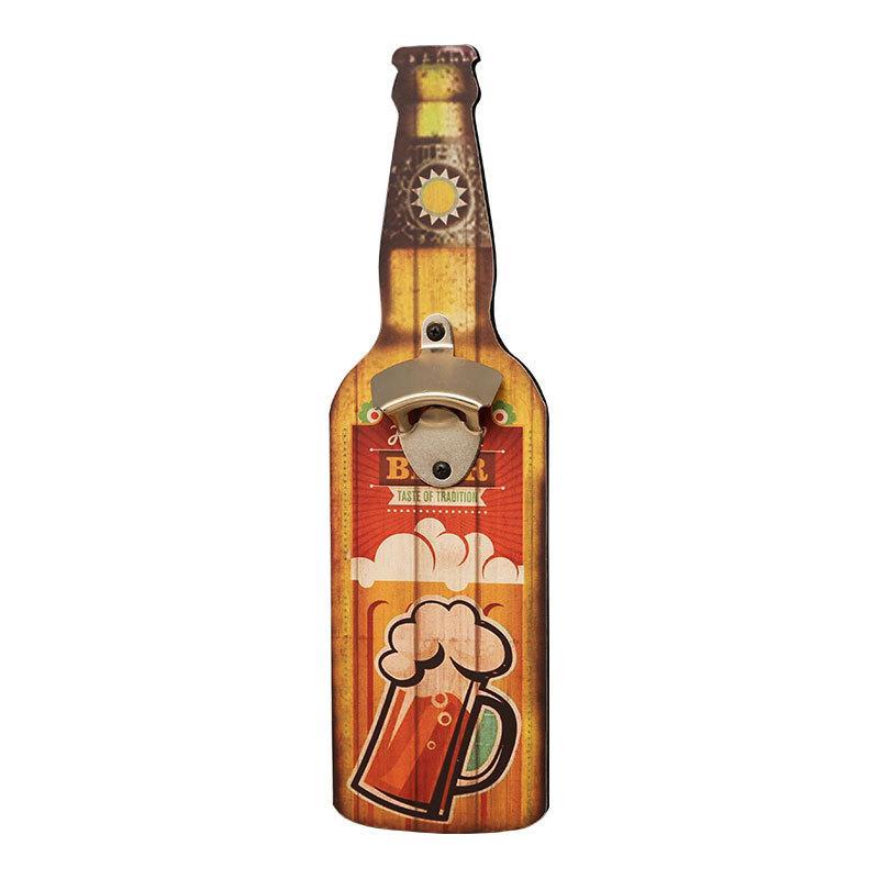 Retro Falra Szerelhető Fa Sörösüvegnyitó Erős Fém Könnyen Felszerelhető Otthoni Konyhába Bárba Teraszra Partiba