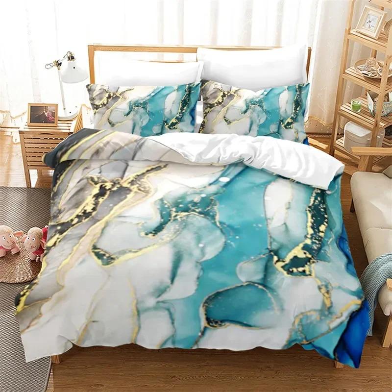 Husă de Plapumă Marmură Set de Lenjerie de Pat Geometric Abstract Microfibră Husă de Plapumă Full King Pentru Decor Dormitor Copii Fete Băieți