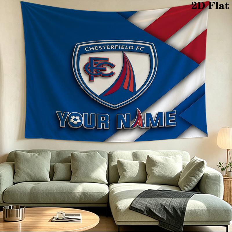 Custom Name Chesterfield F.C Printed Tapestry – Wall Hanging for Bedrooms, Dorms, and Home Decor