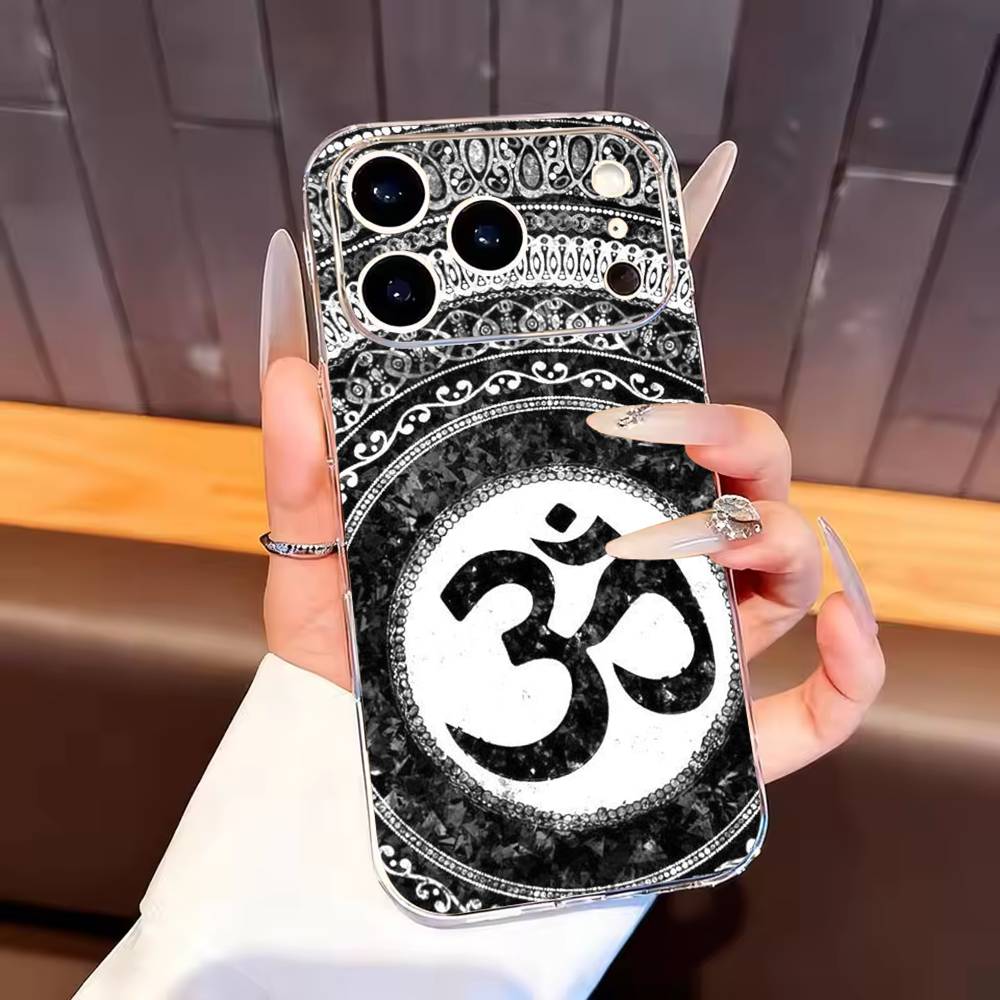 

Yoga Aum Om Mandala Elegant Phone Case For iPhone17,16,15,14,13,12,11 Plus,Pro Max Soft Transparent Cover iPhone17