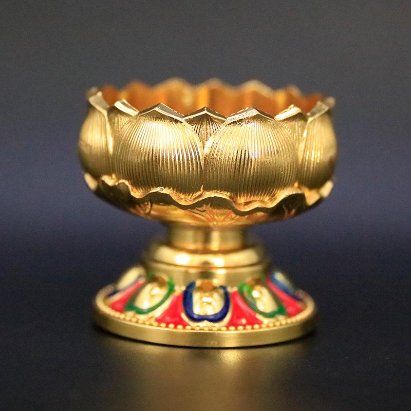 

Red Copper/Bronze/Golden Copper Lotus Ghee Lamp Holder/Household Buddhist Hall Long Light Offering Buddha Tall Candle Holder