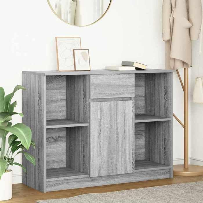 VidaXL Buffet avec tiroir sonoma gris 101x35x76 cm bois d'ingénierie, meuble de rangement, buffet, meuble d'entrée, meuble 861567