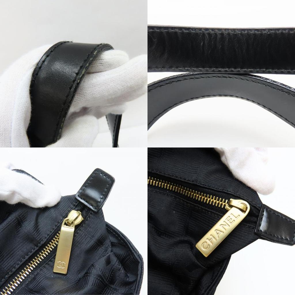 Used CHANEL Tote Bag Tote GM New travel line COCO Mark Jacquard nylon/leather black 9th