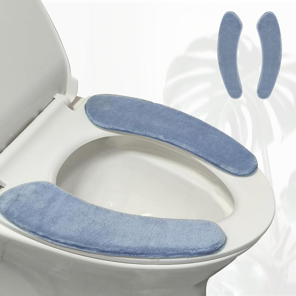 Thick and Warm Toilet Seat Cover, Self-Adhesive Toilet Seat Cushion Cover, Reble Washable Toilet Seat Cover Pad for Winter Bathrooms, Comfortable