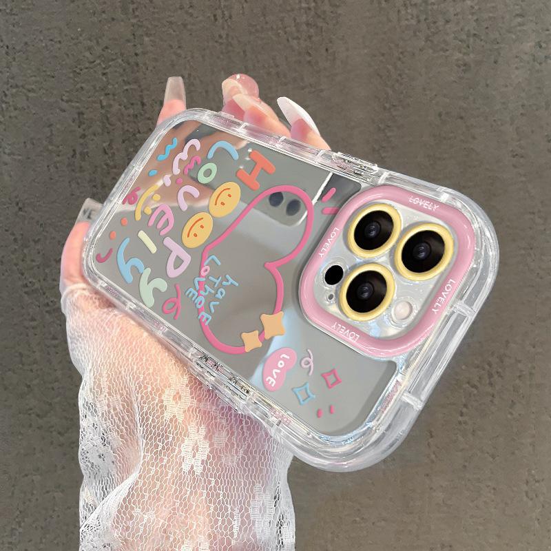 For Apple 17 Mobile Phone Case for IPhone16 Promax English Lines 14 Hearts 13 Mirror 12/15 Advanced