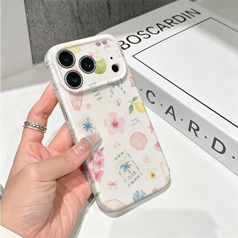 Coastal Beach Life Summer Club Pattern Art Graphic Film Aesthetic Protective Shockproof Bumper Phone Case Cover For iPhone 14 15 16 17 Pro Max Plus