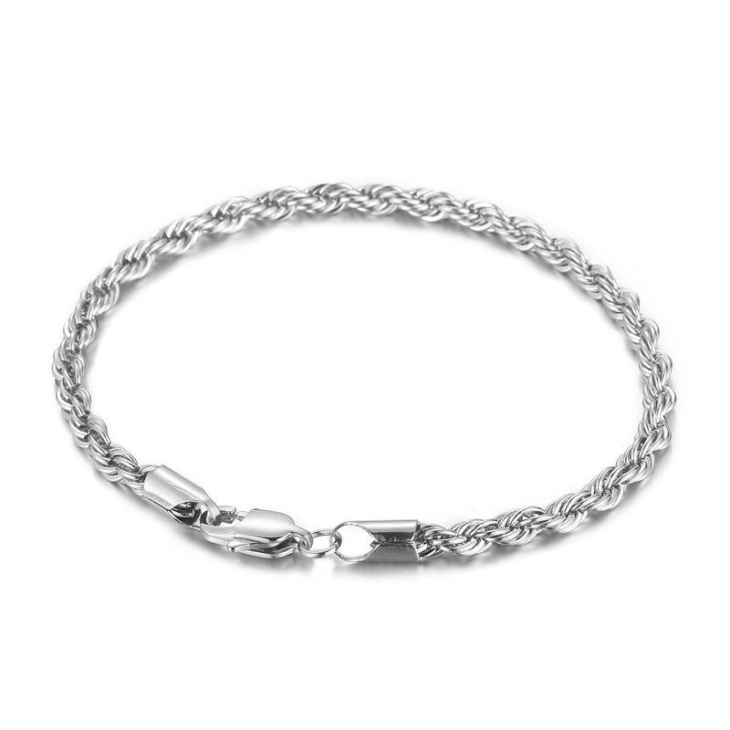 Titanium Steel Jewelry, Simple Male Japanese Buckle Twist Chain 4/6/8 Mm Twist Rope Chain Bracelet