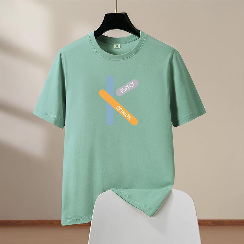 K Mens 100% Cotton Short Sleeve T-Shirt Oversized Round Neck Casual Tee