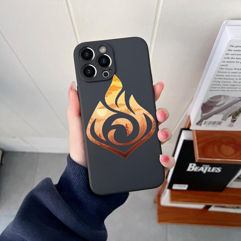 

Genshin impact Logo оригинальный квадратный жидкий силиконовый чехол для телефона iPhone 14 11 12 13 Pro Max Mini X XS XR 7 8 Plus SE чехол DIY iPhone 12 Pro