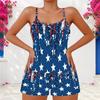Women Plus Size Camouflage Leaf Printed Scoop Neck Strappy Tank Top Shorts Two Piece Set