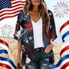 Damen locker geschnittener offener Cardigan mit USA-Unabhängigkeitstag-Print Lässiges Kimono-Stil Hemd Top für die 250-Jahres-Feier