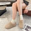 Autumn and Winter Wear Retro Bag Head Half Slippers Women's Thick Bottom Warm Plush Cotton Slippers