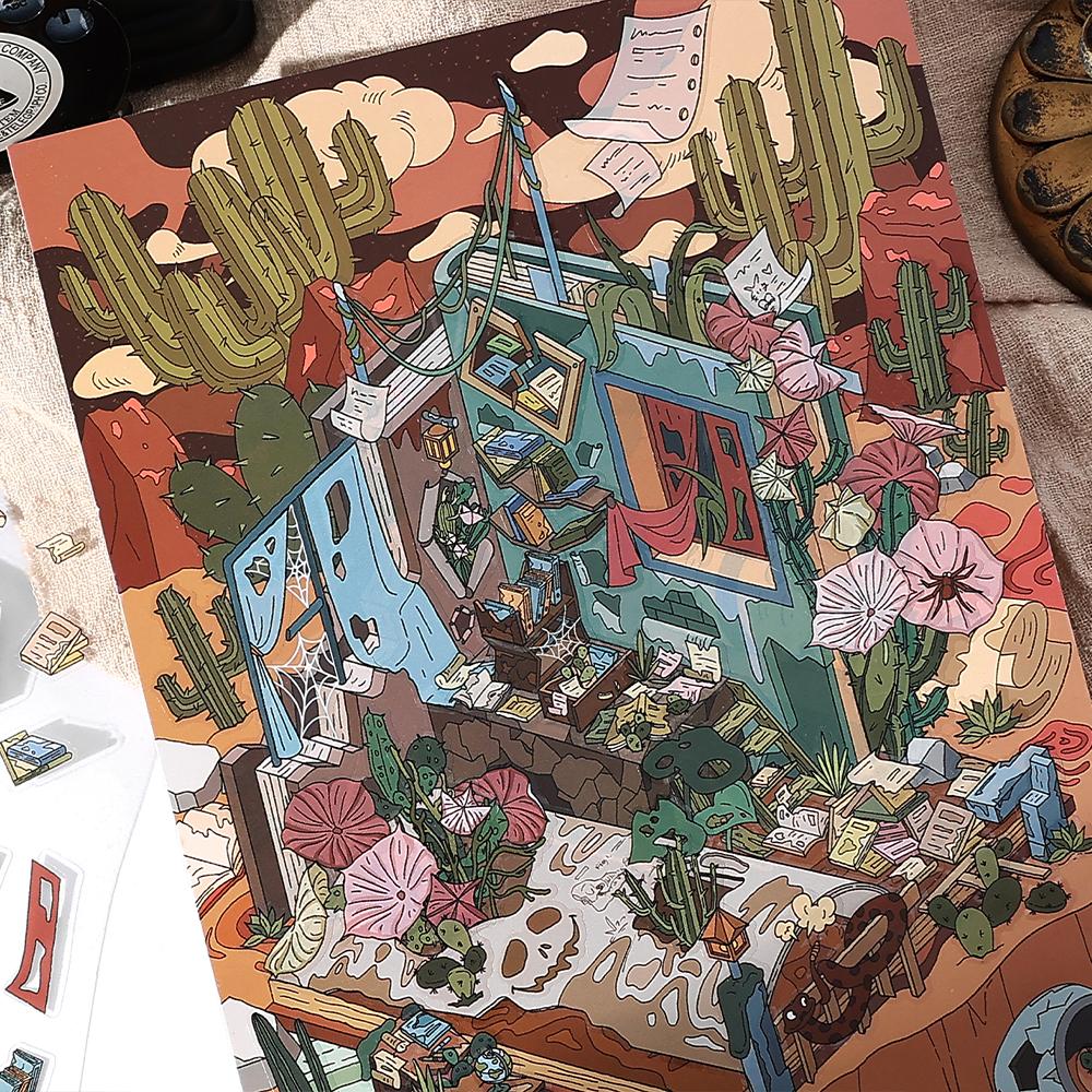 2.8D Landschafts-Scrapbooking-Aufkleber Miniatur-Hütten-Szene Stapel-Kleb-Handkonto-Schreibwaren Geschenk für Kind Kind