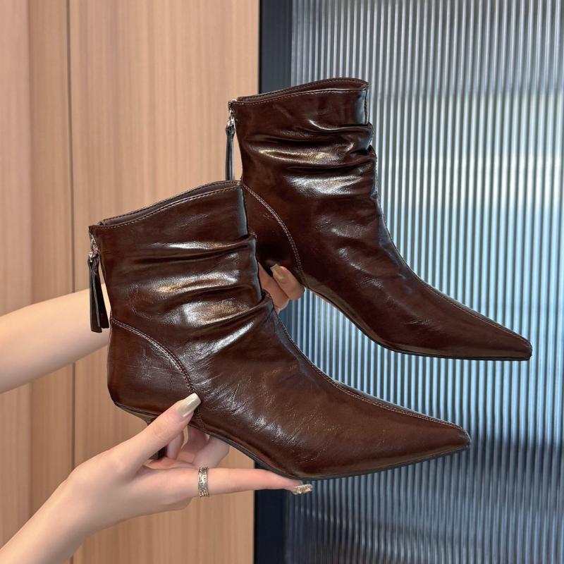 French Temperament High Heeled Booties Women 2025 Autumn Winter Pointed Toe Small Naked Boots Stiletto Fashion Boots