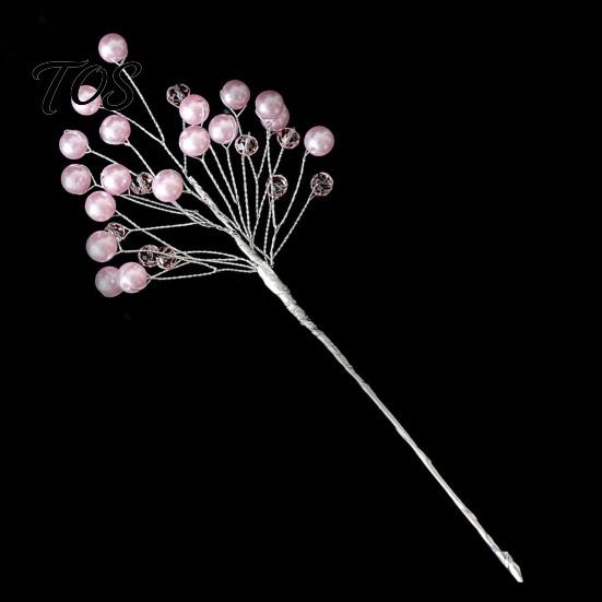 Elegant Mantlepiece Display Accents Faux Crystal Christmas Tree Picks with Bendable Wire, Acrylic Pearl Sprays Festive Bouquet Filler Strands