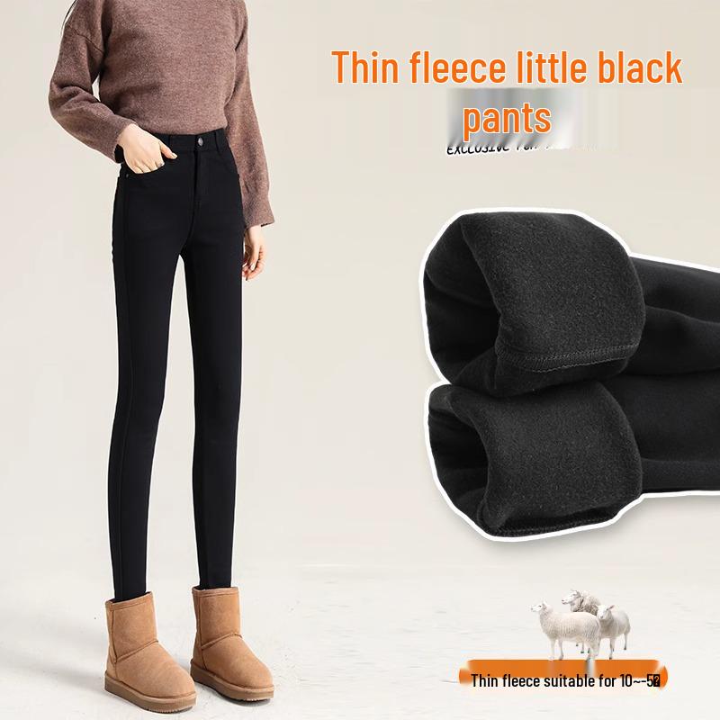 

Женские зимние черные леггинсы на флисовой подкладке - Толстый хлопок из овечьей шерсти, Облегающий крой, Стиль осень/зима 2025 M (96-105 lbs)
