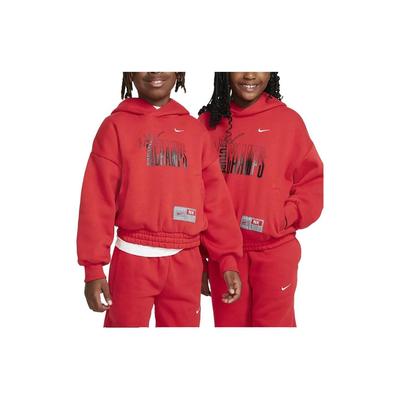 Nike Culture Of Basketball Letter Print Fleece Hoodie Casual Long Sleeve Sweatshirt Kids Sweatshirt Red FN8355-657