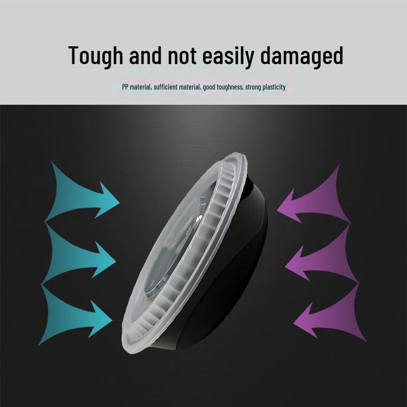 LvKangChu 1250ml Disposable Round Meal Boxes with Lids (90 Sets)