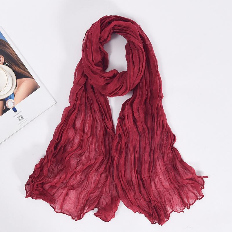 90x180cm Candy Color Wrinkle Women Scarf Vintage Fashion Retro Long Scarf Female