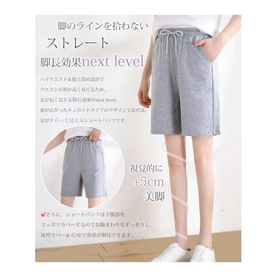 [Luxiwear] Women's Shorts, 100% Cotton [Comfort MAX, Leg Lengthening Effect, Daily Use] Shorts, Half-length, High Waist, Summer Shorts, Breathable,