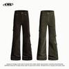 Pantaloni Cargo in Velluto a Coste Vintage OREETA Vestibilità Slim Gamba Svasata Unisex Streetwear Abbigliamento Quotidiano