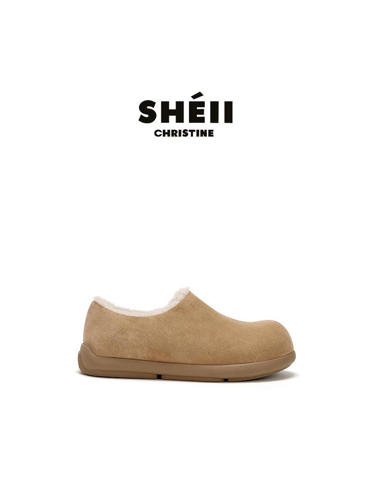 [FanGui] Wool small potatoes~ Baotou inner height increase Birkenstock fluffy slippers women's loafers cotton shoes