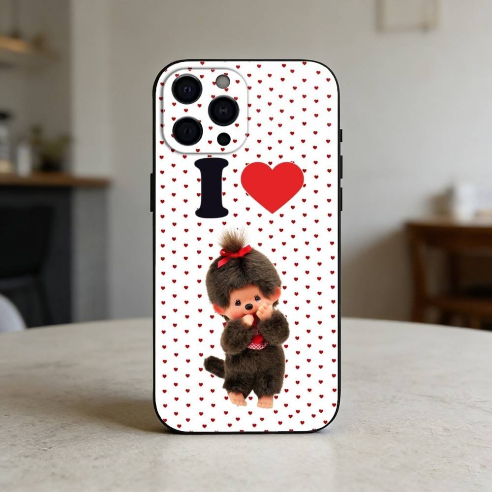 cute monchhichis     Phone Case Silicone black Soft For IPhone 17,16,15,14,13,12,11,SE,Plus Pro Max